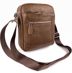 Компактная кожаная мужская сумка через плечо Tiding Bag Коричневая