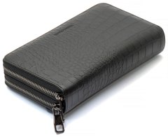 Черный кошелек-клатч на две молнии с фактурной натуральной кожи Marco Coverna MCJP-5902B