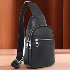Сумка слинг для мужчины кожаная черная практичная мужская повседневная сумочка кросс боди кожаный мессенджер мужской рюкзак