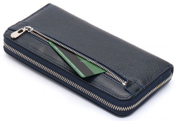 Темно-синий кошелек-клатч из натуральной кожи c ремешком на запястье и ладонь ST Leather ST201 dark blue