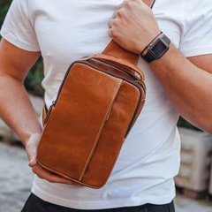 Мужская сумка-слинг из натуральной кожи Tiding Bag MК-14403 Коричневая