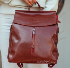 Женский кожаный рюкзак-трансформер в бордовом цвете Tiding Bag - 24365