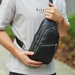 Слинг мужской черный Tiding Bag BX-27592 из натуральной кожи