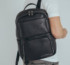 Вмістовний чоловічий шкіряний рюкзак на шнуровці чорний Tiding Bag B-144555