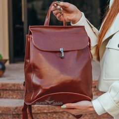 Женский рюкзак-сумка бордового цвета из натуральной кожи Tiding Bag - 24363