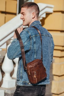 Коричнева чоловіча шкіряна сумка на плече Borsa Leather BL-130140