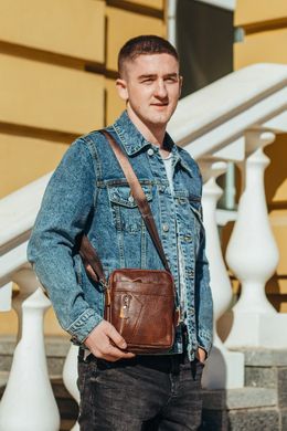 Коричневая мужская кожаная сумка на плечо Borsa Leather BL-130140