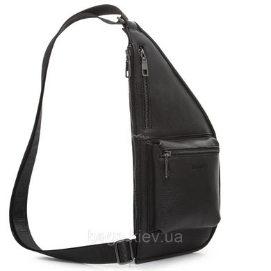Мужской рюкзак-слинг кожаный черный Tiding Bag BX-25709