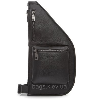 Мужской рюкзак-слинг кожаный черный Tiding Bag BX-25709