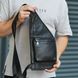 Мужской рюкзак-слинг кожаный черный Tiding Bag BX-25709