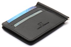 Черный зажим для банкнот и карточек из натуральной кожи ST Leather ST451