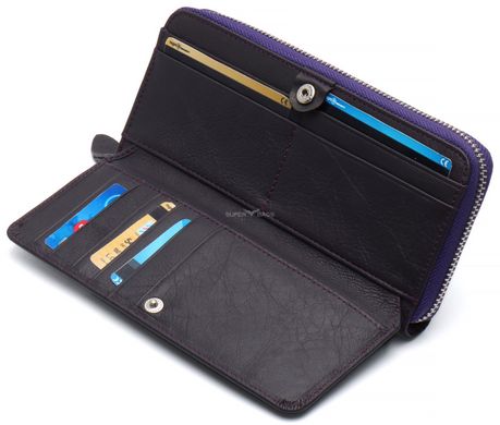 Фиолетовый кошелек из натуральной кожи с блоком для карт BOSTON B202