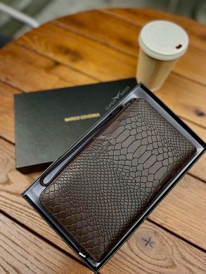Коричневый кошелек-клатч с блоком под карточки с фактурной натуральной кожи Marco Coverna MC086-5901С