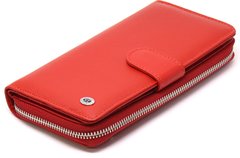 Длинный женский кожаный кошелек красного цвета ST Leather