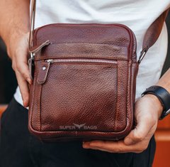 Винтажная сумка-планшет мужская каркасная кожаная с клапаном Tiding Bag МК-14408