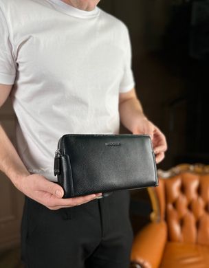 Черный кошелек-клатч на две молнии с натуральной кожи Marco Coverna МС8747-3
