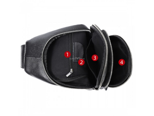 Компактная мужская сумка-слинг кожаная черная Tiding Bag SM-144557