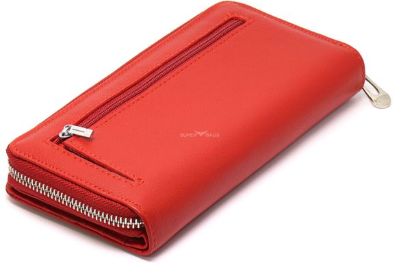 Длинный женский кожаный кошелек красного цвета ST Leather