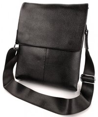 Фирменная черная сумка-мессенджер мужская из натуральной кожи Tiding Bag TB-14884