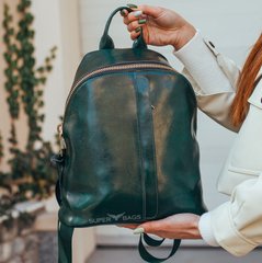 Женский зелёный городской рюкзак из натуральной кожи Tiding Bag - 24357
