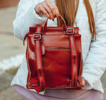 Жіночий червоний шкіряний міський рюкзак Tiding Bag ТВ-130028