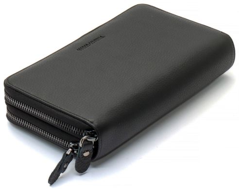 Черный кошелек-клатч на две молнии из натуральной кожи Marco Coverna B-5902B-1Q