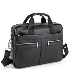 Кожаная сумка для ноутбука мужская черная натуральная кожа на молнии Tiding Bag BX-22123