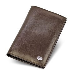 Компактный коричневый купюрник из гладкой кожи ST Leather
