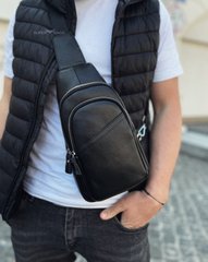 Городской кожаный рюкзак-слинг Borsa Leather МК-14446-black