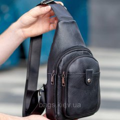 Чоловічий шкіряний рюкзак-слінг на одне плече TidinBag чорний, Чорний