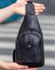Стильная сумка-слинг из натуральной кожи через одно плечо черная, Черный