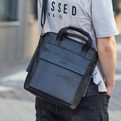 Вертикальная мужская офисная сумка под А4 из натуральной кожи, Черный
