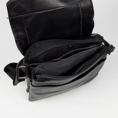 Мужская сумка через плечо натуральная кожа черного цвета с ручкой Ricardo Pruno RP23-6013A
