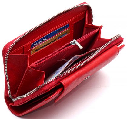 Красный женский кошелек среднего размера из натуральной кожи ST Leather