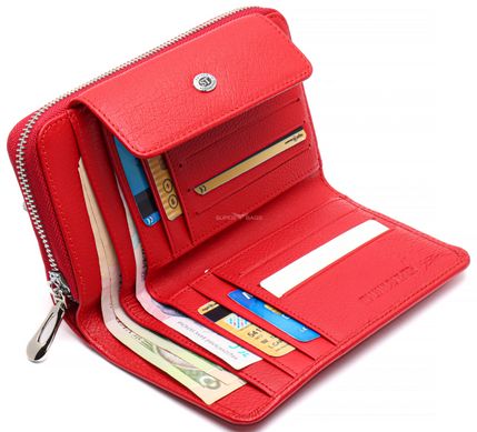 Красный женский кошелек среднего размера из натуральной кожи ST Leather