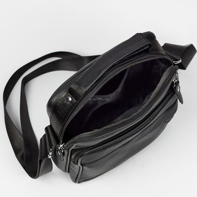 Месенджер-сумка з натуральної шкіри чорного кольору 1075