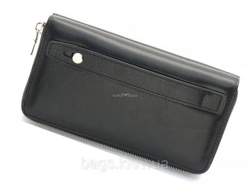 Чорний чоловічий гаманець-клатч на блискавці з блоком під картки з натуральної шкіри Marco Coverna MC-3051-1