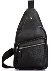 Мужская сумка-слинг кожаная черная Tiding Bag