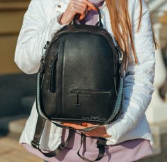 Женский кожаный рюкзак-сумка чёрного цвета  Tiding Bag ТВ-130021
