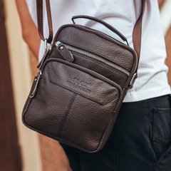 Мужская стильная коричневая кожаная сумка Borsa Leather В-130086