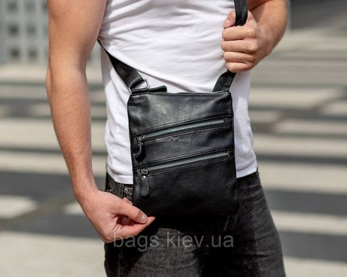 Стильна сумка-месенджер з натуральної шкіри чорна BX-1468