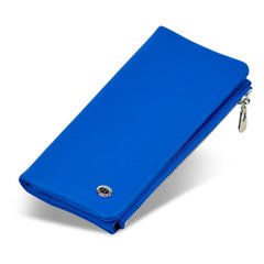 Синій гаманець-клатч із натуральної шкіри із блоком для карт ST Leather ST009
