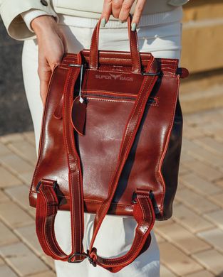 Красный женский рюкзак из натуральной кожи Tiding Bag - 24398