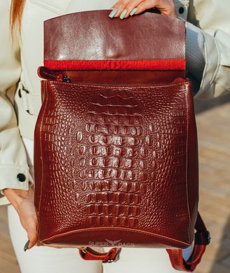 Красный женский рюкзак из натуральной кожи Tiding Bag - 24398