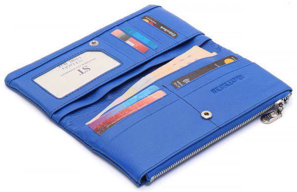 Синий кошелек-клатч из натуральной кожи с блоком для карт ST Leather ST009
