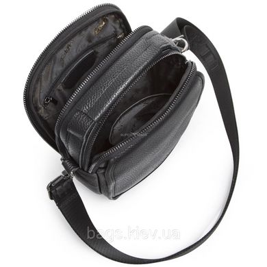 Шкіряна чоловіча сумка через плече Tiding Bag BX-2086 чорна з ручкою