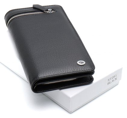 Черный многофункциональный мужской кошелек из натуральной кожи ST Leather ST291