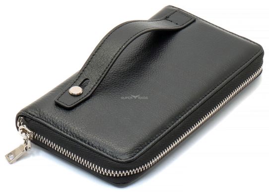Черный мужской кошелек-клатч на молнии из натуральной кожи Marco Coverna MC-802-1