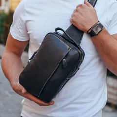 Черный мужской кожаный слинг Tiding Bag ТВ-1360