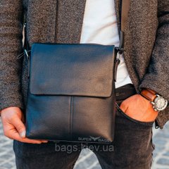Классическая кожаная мужская сумка через плечо черного цвета TIDING BAG M1130